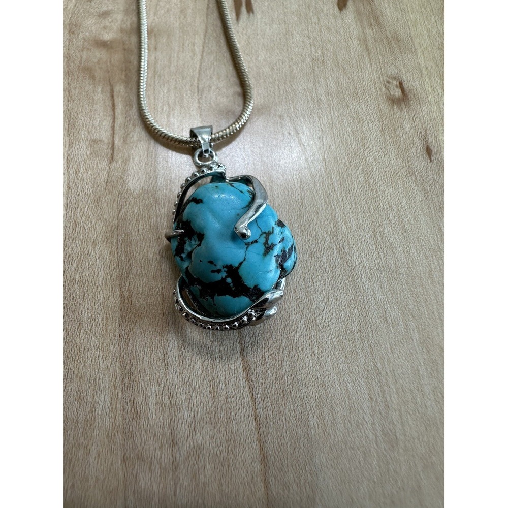 18k GP Turquoise Stone Beautiful Pendant Snake Wrap Necklace Women Party Gift